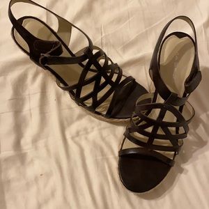 Via Spiga brown leather wedges